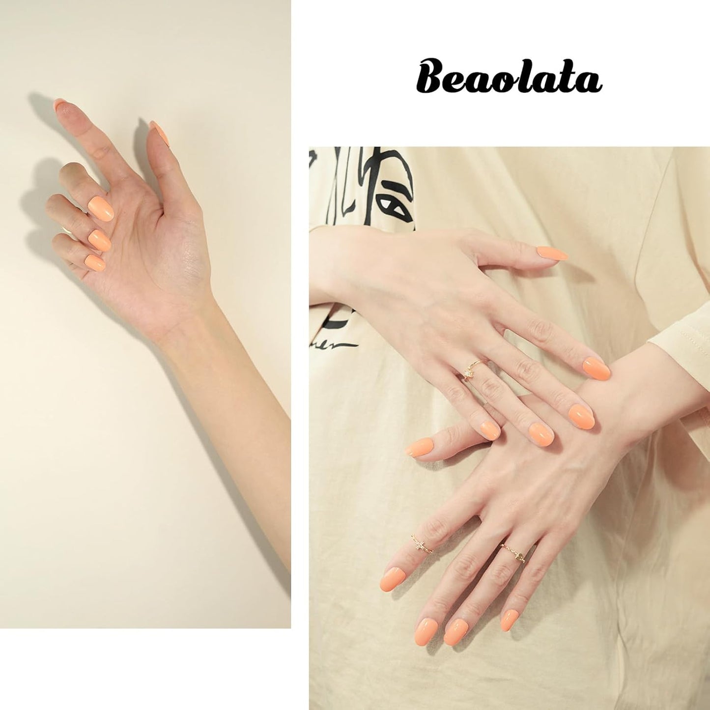 Nail Polish Strips, 32PCS Salon Quality Wraps, Long Lasting Gel Nail Stickers for Women Easy Apply& Remove (Yellow Peach)-Velvo Beauty