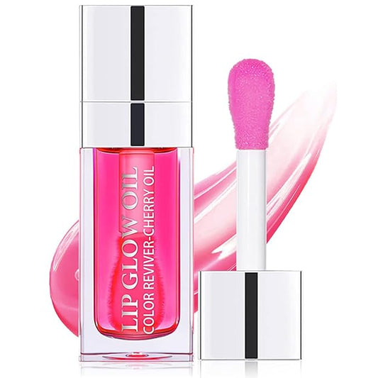 Lip Oil Hydrating Tinted Lip Balm, Plump Lip Gloss Lip Care Transparent Toot Lip Oil Tinted, Glass Lip Glow Oil Fresh Texture & Non-sticky, Nourishing Repairing Lightening Lip Lines Lip Care Products ( 007# Raspberry )-Velvo Beauty