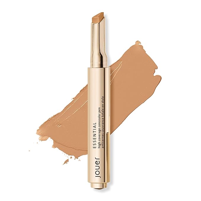 Jouer Essential High Coverage Concealer Pen - Under Eye Concealer for Dark Circles - Brightening Makeup for Eye Circles - Color Corrector Eye Primer with Hyaluronic Acid and Vitamin E-Velvo Beauty