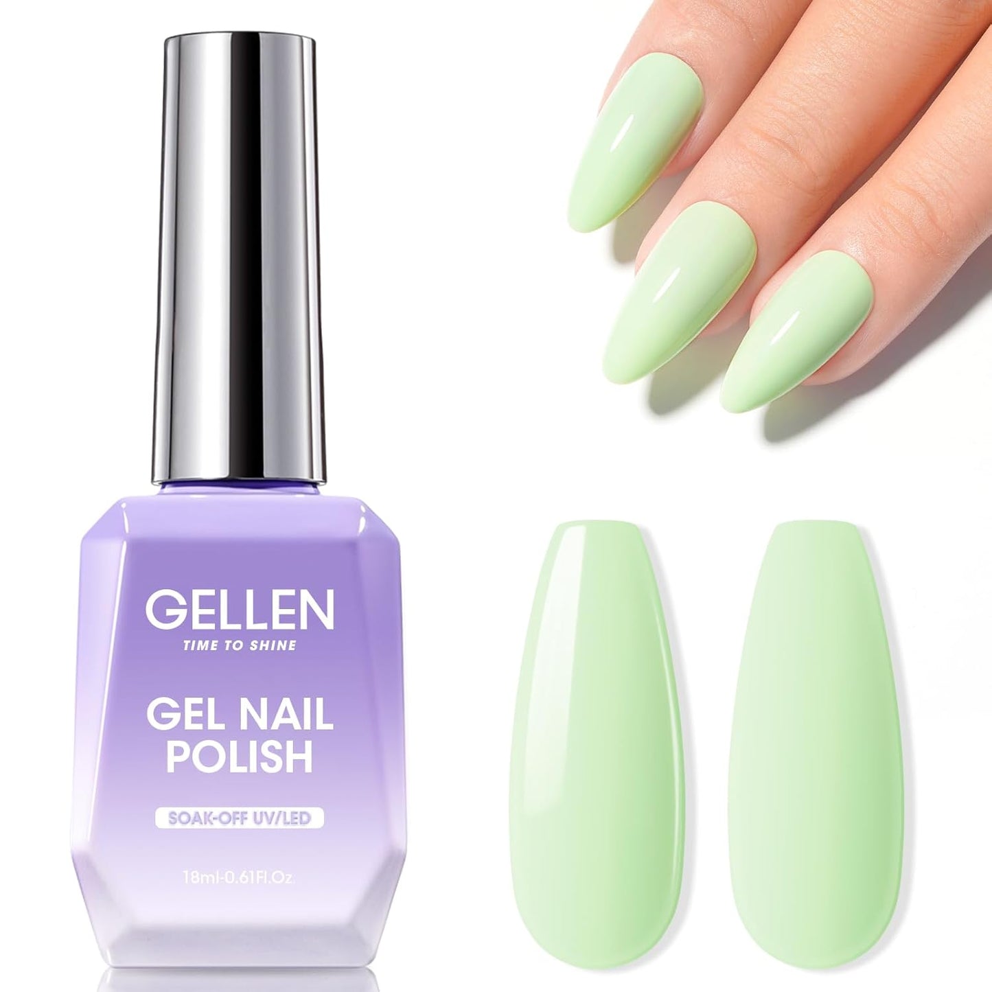 Gellen Green Gel Nail Polish, Mint Green Gel Polish Pastel Green Nail Polish Gel Light Green Soak Off U V LED Nail Lamp Gel Polish Home Salon Nail Art DIY Manicure Gift for Women Gilrs, 0.61 Fl Oz-Velvo Beauty