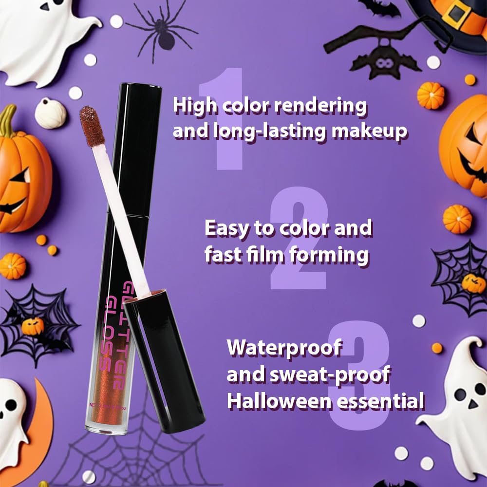 Golden Brown Metallic Lipstick for Women,Glitter Sparkling Liquid Lipstick,Long Lasting Waterproof Lightweight Comfortable Non-Drying Bold Dark Lip Gloss for Gothic Stage Makeup,Vegan-Velvo Beauty