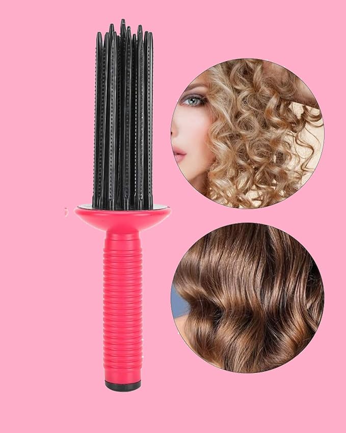 Hair Fluffy Styling Curler Curls Comb,Hair Curler Curling Make Up Brush Roller Tool Portable Hair Curling Roll Comb Anti‑Slip Professional Round Hair Brush for Home Personal Use Travel-Velvo Beauty