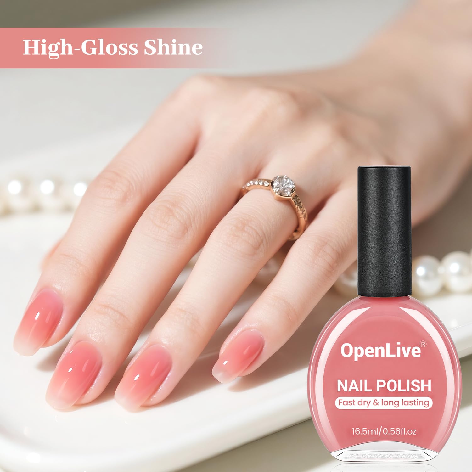 16.5ml Jelly Pink Nail Polish Large Volume Quick Dry Nail Polish, Long Lasting Shine, Fingernail Toenail Nail Art DIY Home Travel Nail Art Gift-Velvo Beauty