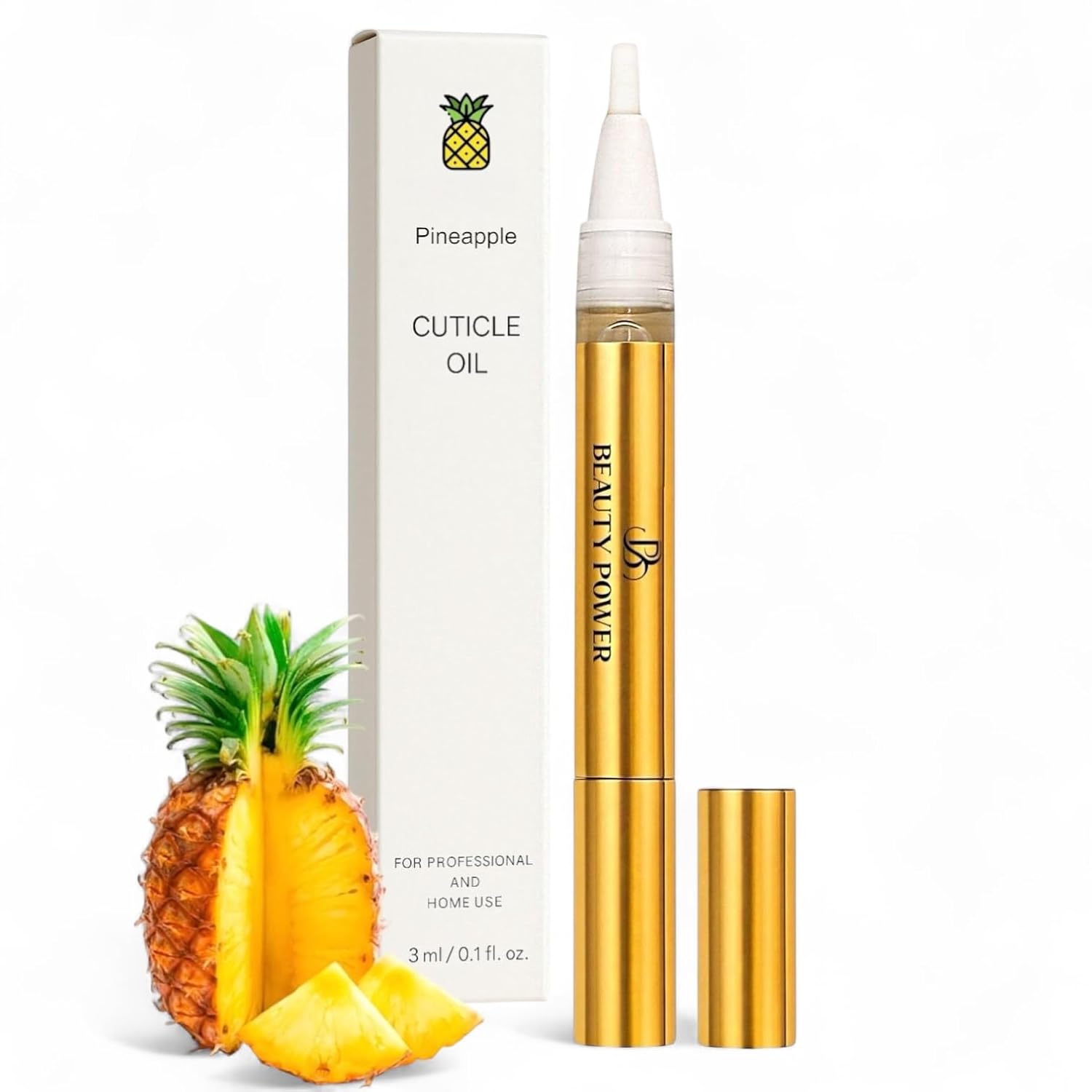 Nail Oil Cuticle Pen - Pineapple - Nail Strengthener & Growth Serum with Vitamin A, D, E, B5, Grapeseed & Natural Oils - Repair for Brittle, Peeling, Thin Nails - Twist Brush Pen-Velvo Beauty