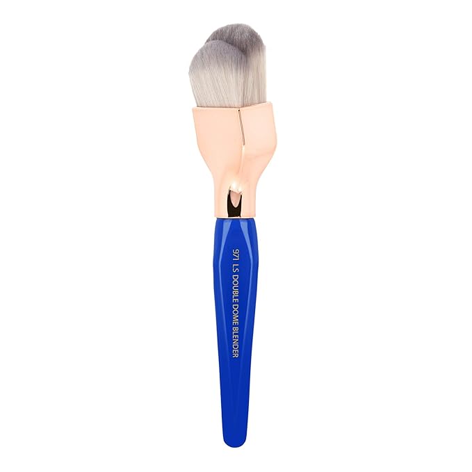 Bdellium Tools Professional Makeup Brush - Golden Triangle 971 Large Slanted Double Dome Blender - With All Vegan and Soft Synthetic Fibers, For Foundation Application & Blending (Blue, 1pc)-Velvo Beauty