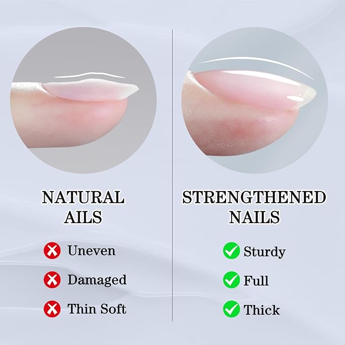 Double Rhythm 0.5Oz Nail Strengthener Rubber Gel Nail Polish 15ml Clear Builder in a Bottle Nail Thickening Extension Hard Structure Gel Glue (Clear 8 in 1-1)-Velvo Beauty