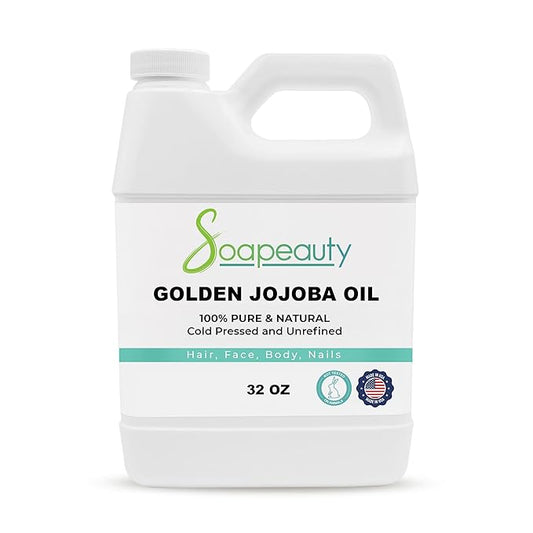 Soapeauty Golden Jojoba Oil | 100% Pure & Natural | Unrefined, Cold Pressed, Hexane Free | Moisturizing Oil for Skin, Face, Hair & Nails | 32 Fl Oz-Velvo Beauty