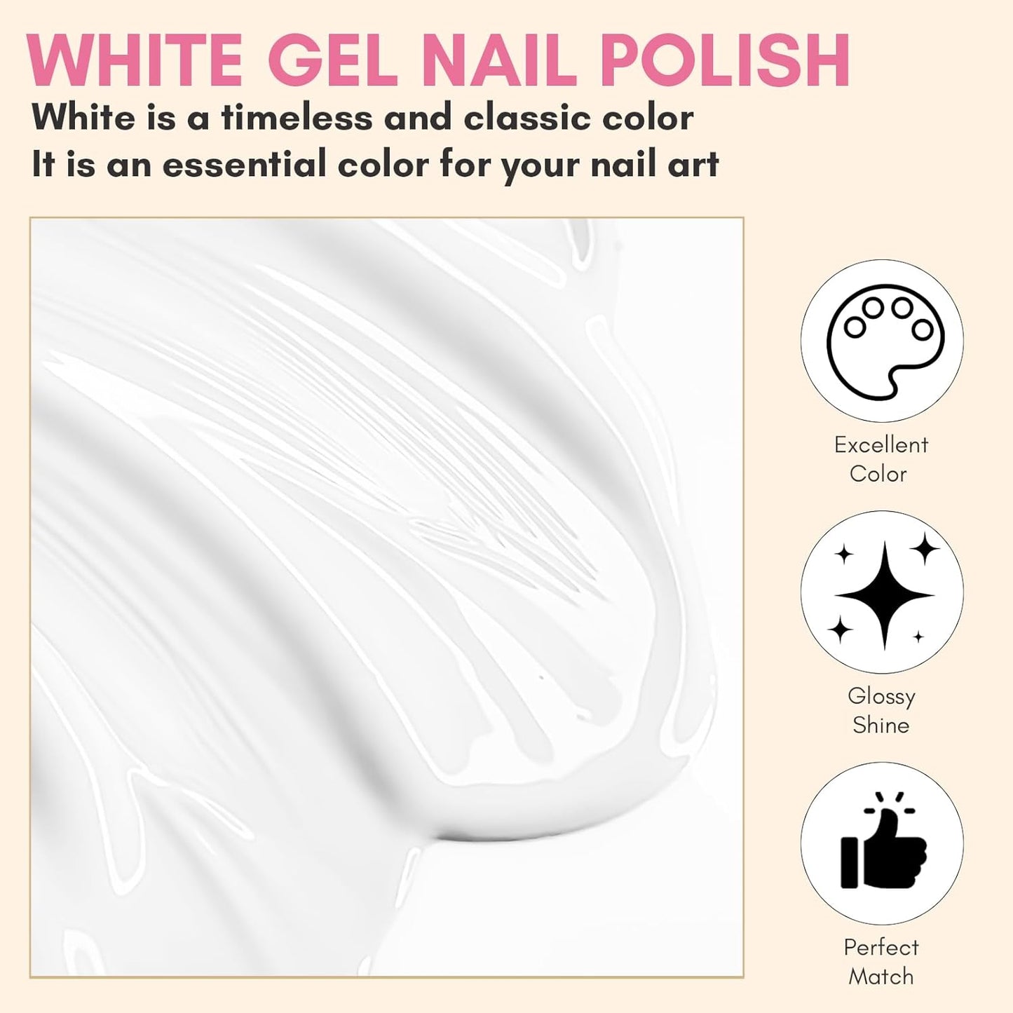Makartt White Gel Nail Polish 15ml, Soak Off Blanc Gel for UV LED Light, DIY Nail Art, Manicure Designs, Salon & Home Use, Long Lasting and Easy Application-Velvo Beauty