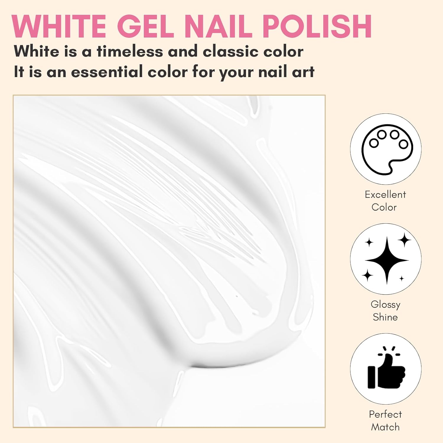 Makartt White Gel Nail Polish 15ml, Soak Off Blanc Gel for UV LED Light, DIY Nail Art, Manicure Designs, Salon & Home Use, Long Lasting and Easy Application-Velvo Beauty