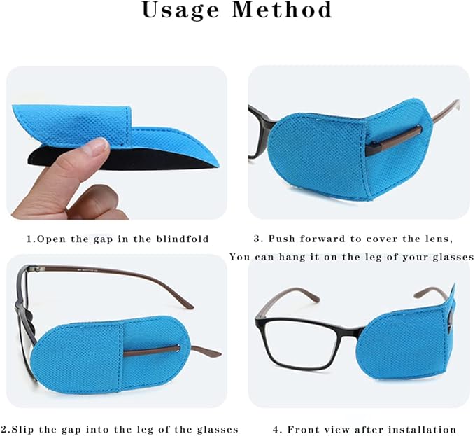 6 Piece Pack Children's Eye Patch can Cover Any Eye Patch, Treatment Amblyopia Strabismus Lazy Eye Patch, Reusable Medical Eye Patch (Medium Size, Blue)-Velvo Beauty