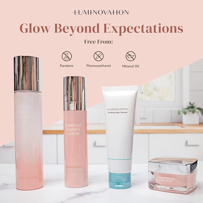 Mannatech | Luminovation K-Beauty System - 4-Step Korean Skincare Set: Purifying Deep Cleanser, First Essential Toner, Luminous Essence Lotion, and Youth Intensive Care Cream. K Skin Care Sets & Kits-Velvo Beauty