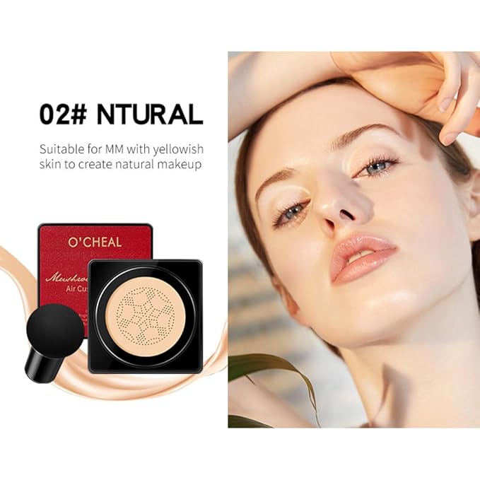 GL-Turelifes Mushroom Head Air Cushion CC Cream Foundation Water Feeling Flawless BB Cream Moisturizing Oil Control,lightweight & Smoothing Natural Face Concealer (H-02 Natural, 0.53 Oz)-Velvo Beauty