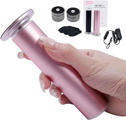 4.8IN Longer Electric Foot Callus Remover with 80pcs Sandpaper Discs, Professional Aluminum Callus Remover for Feet, Stepless Speed Control Pedicure Tools for Dead Skin (Pink)-Velvo Beauty