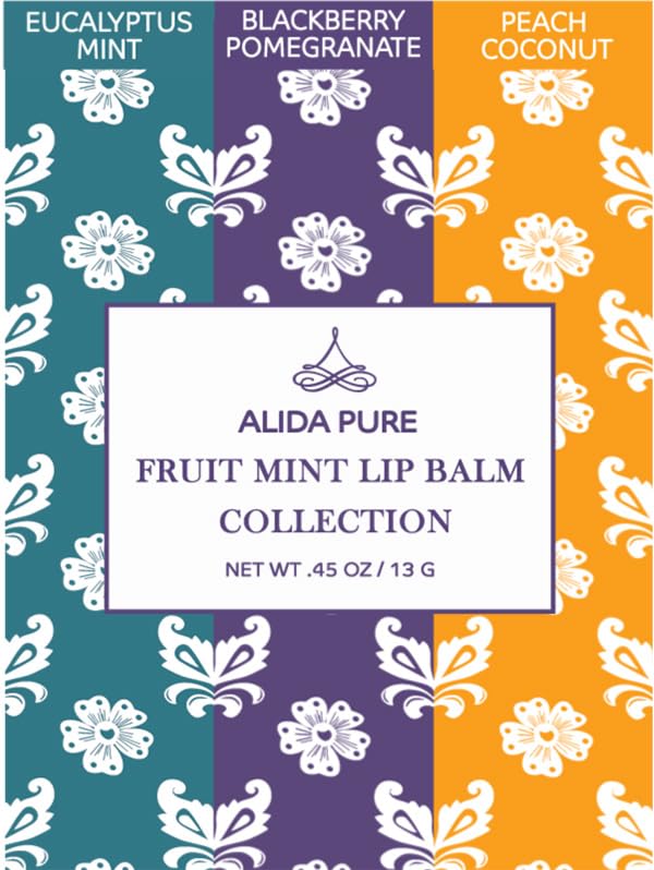 Fruit Mint Lip Balm Collection, Vegan Lip Balm Set, Bees Wax Free, Coconut Oil Free, Avocado Oil, Organic Jojoba Oil, Vitamin E, Natural Moisturizer For Dry Cracked Lips, 3 Tube Set-Velvo Beauty