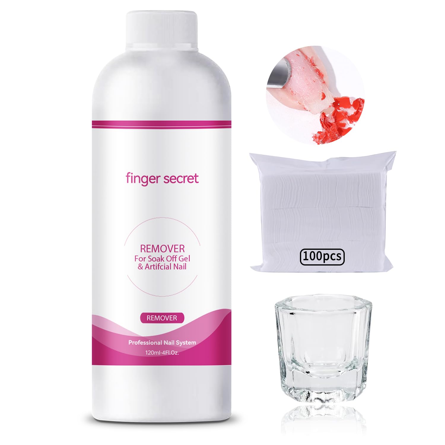 Nail Polish Remover 4Fl.Oz Nail Polish Remover Kit Professional Nail Glue Remover Quickly & Easily Remove Dip Powder Artificial Nails,Glitter Polish,Builder gel,poly gel acrylic powder.-Velvo Beauty