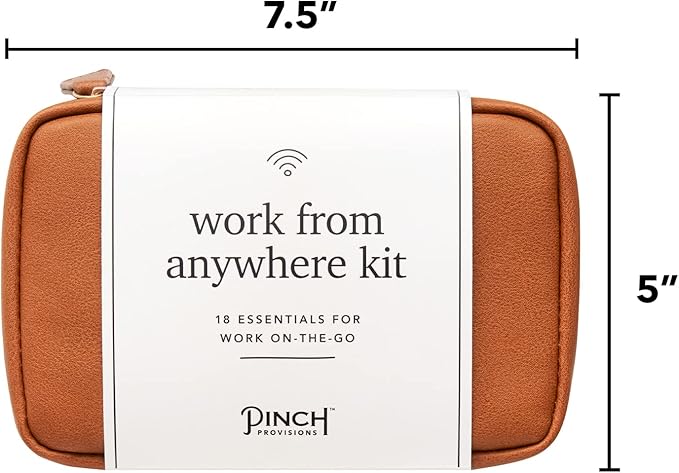 Pinch Provisions Work from Anywhere Kit, Includes 18 Essentials to Help You Stay on Task, Must-Have Essentials, Compact Multi-Functional Double-Pocket Vegan Leather Pouch-Velvo Beauty