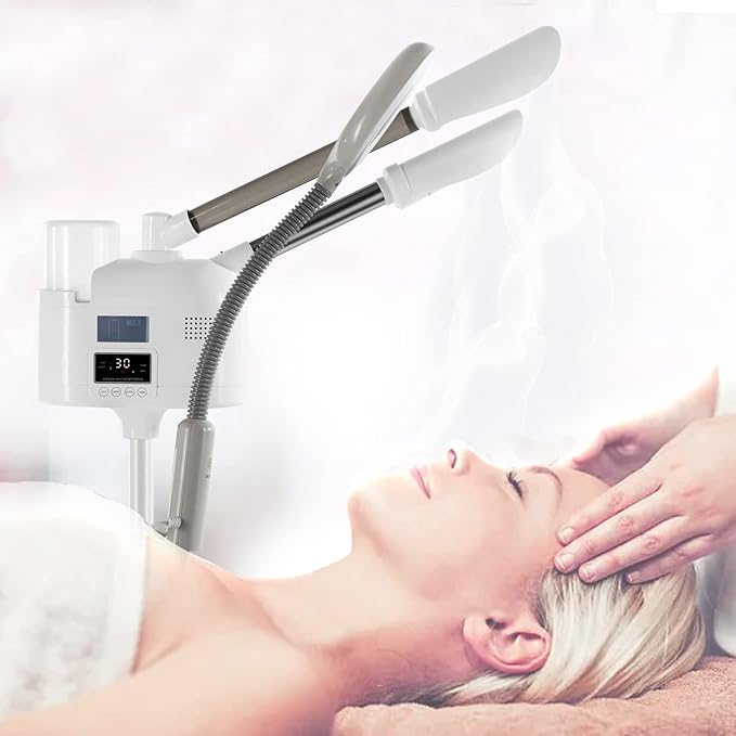 Professional Facial Steamer 3 in 1 Steamer for Face with Hot & Cold Nozzle 5X LED Magnifying Lamp Facial Steamer for Esthetician Beauty Face Equipment Use at Home or Salon-Velvo Beauty