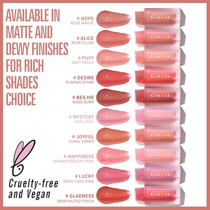 KIMUSE Soft Cream Blush Makeup, Liquid Blush for Cheeks, Weightless, Long-Wearing, Smudge Proof, Natural-Looking, Dewy Finish-Velvo Beauty