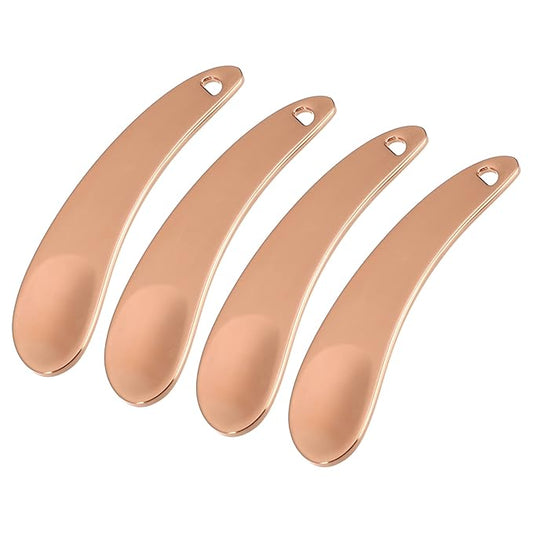 VOCOSTE 4 Pcs Makeup Spatula Mini Spoon, Eye Cream Massage Sticks Beauty Scoop, for Facial Cosmetic Face Cream, Moon Shape 2.13"x0.51", Rose Gold Tone-Velvo Beauty