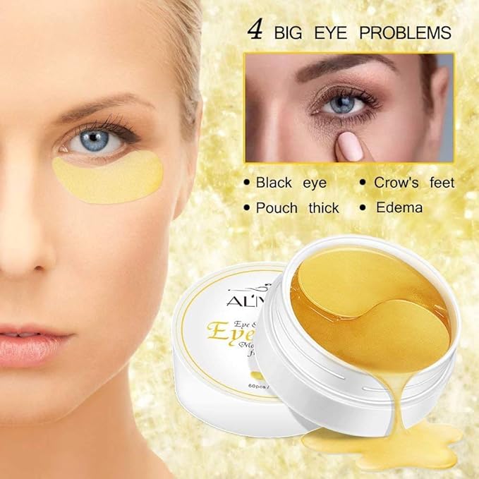 30 Pairs Under Eye Treatment Patches,24k Gold Under Eye Mask for Wrinkles,Puffy Eyes & Bags,Dark Circles,Under Eye Gel Pads,Eye Mask with Hyaluronic Acid-Velvo Beauty