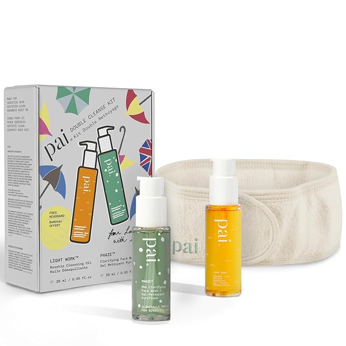 Pai Skincare London | DOUBLE CLEANSE - FROM LONDON WITH LOVE Beauty Gift Set. Organic Face Wash, Makeup Remover & Headband, Suitable for Sensitive Skin & All Skin Types. Made In London.-Velvo Beauty