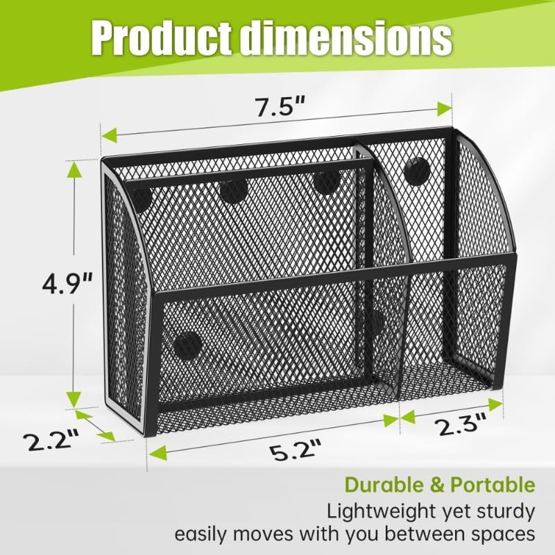 YINGHUA Strong Magnetic Pen Holder for Whiteboard and Refrigerator 3 Compartments Metal Mesh Organizer Space Saving Shelf for Office School Home and Locker - Black-Velvo Beauty