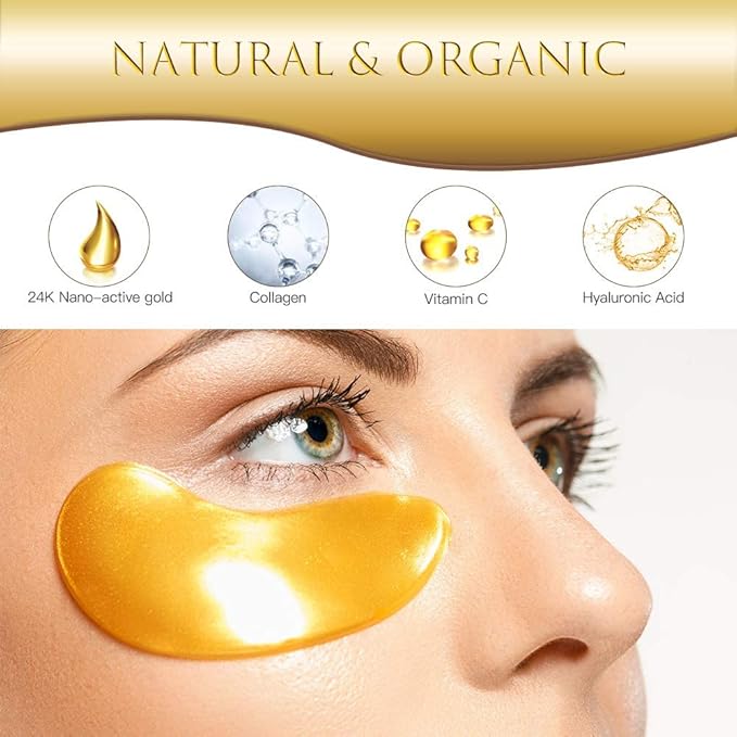 AVJONE 24K Gold Eye Mask - Puffy Eyes and Dark Circles Treatments – Relieve Pressure and Reduce Wrinkles, Revitalize and Refresh Your Skin -16 Pairs-Velvo Beauty