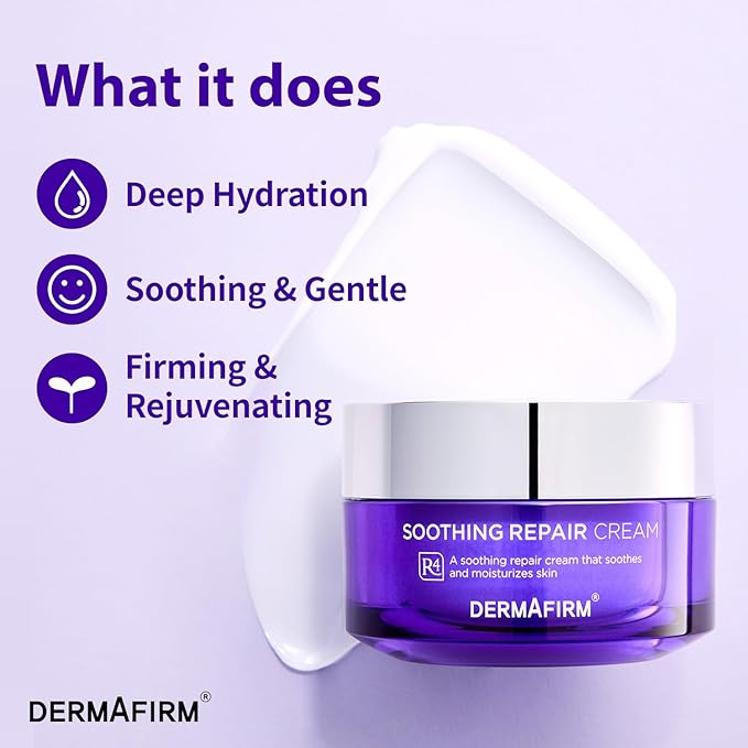 Dermafirm Soothing Repair Hydrating Face Cream R4 | Daily Face Moisturizer Facial Lotion with Eucalyptus, Peptide and Collagen | Gentle for All Skin Types No Animal Trials No Paraben 1.69 fl oz-Velvo Beauty