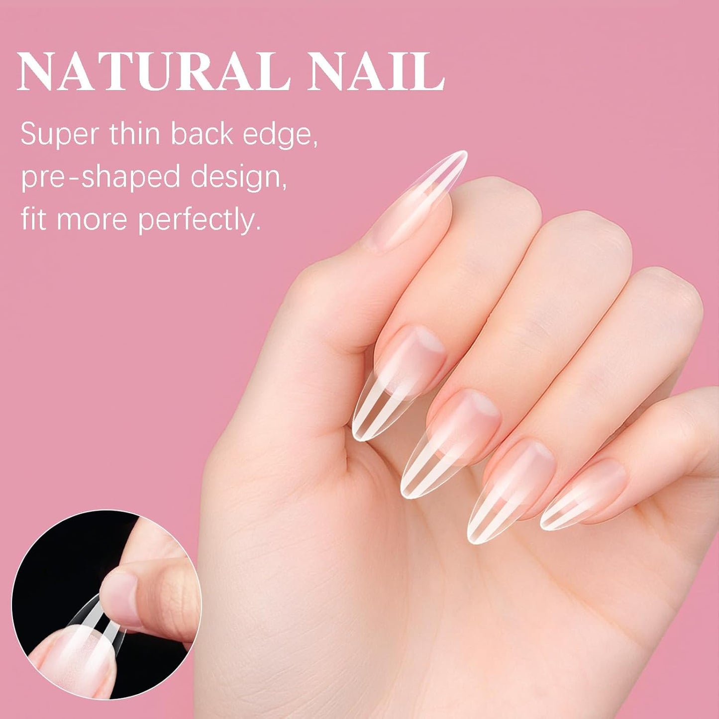 Medium Almond Nail Tips, SSWSBYKE 300pcs Soft Gel Nail Tips for Full Cover Pre-Shaped Acrylic Fake Nails Tips 15 Sizes Half Matte Press On Nails for Extension Home DIY Salon-Velvo Beauty