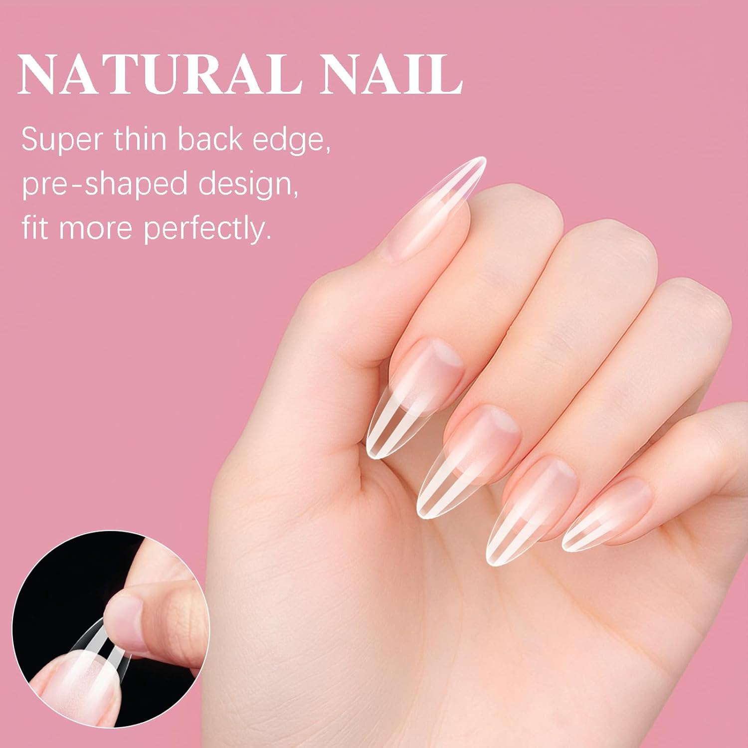 Medium Almond Nail Tips, SSWSBYKE 300pcs Soft Gel Nail Tips for Full Cover Pre-Shaped Acrylic Fake Nails Tips 15 Sizes Half Matte Press On Nails for Extension Home DIY Salon-Velvo Beauty