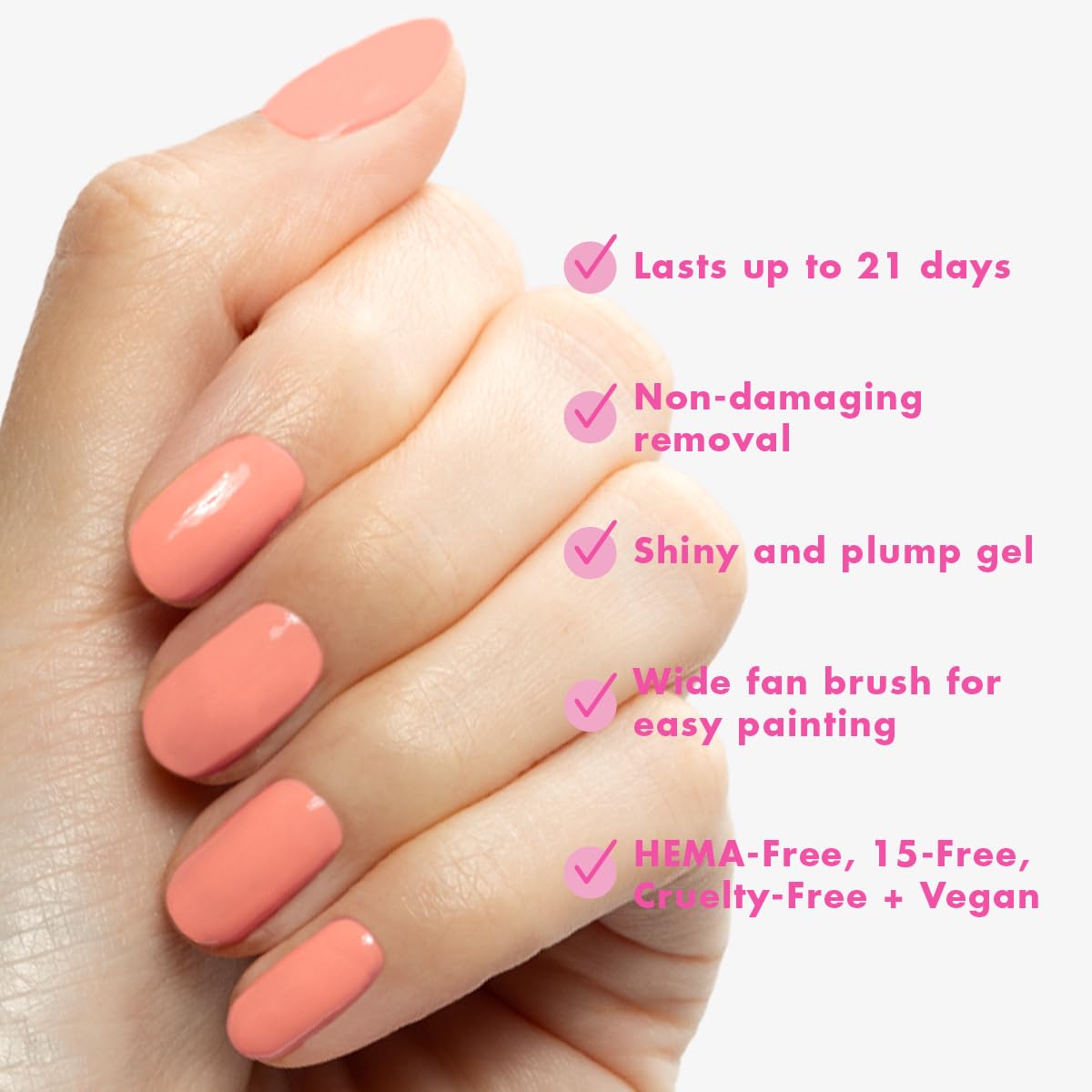 Olive & June Gel Polish | UV LED Nail Lamp Needed | Long Lasting Formula | Up to 21 Days of Wear | Damage-Free Removal | Salon-Quality Manicure, Pedicure at Home | CS | Coral-Velvo Beauty