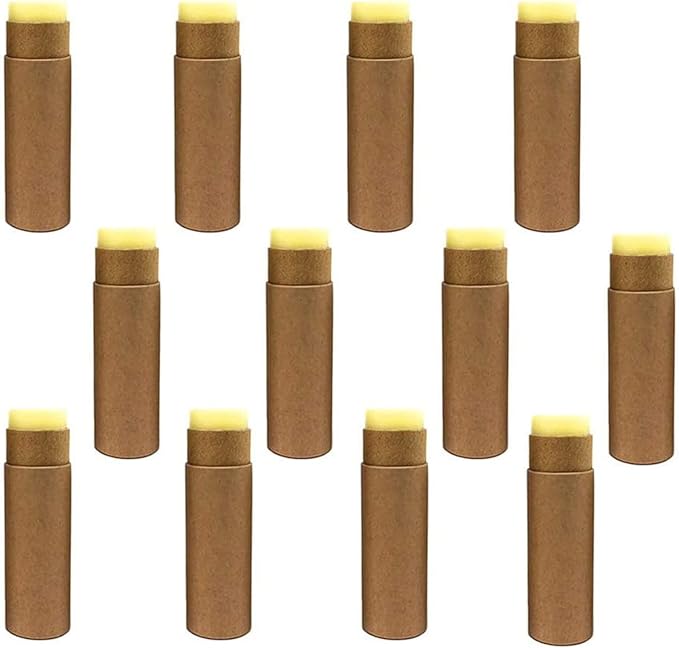 12 Pcs 0.3 Oz Paperboard Lip Balm Tubes 10ml Empty Cardboard Krafts Tubes Lipstick Tube Refillable Lip Gloss Container Solid Perfume Tubes Chapstick Container for DIY Cosmetic Samples Deodorant(Brown)-Velvo Beauty