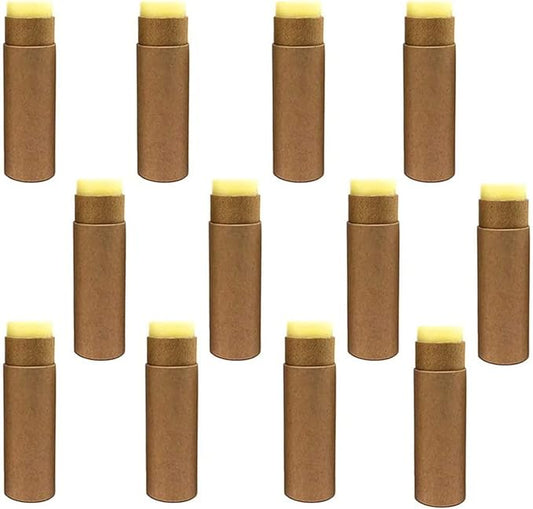12 Pcs 0.3 Oz Paperboard Lip Balm Tubes 10ml Empty Cardboard Krafts Tubes Lipstick Tube Refillable Lip Gloss Container Solid Perfume Tubes Chapstick Container for DIY Cosmetic Samples Deodorant(Brown)-Velvo Beauty