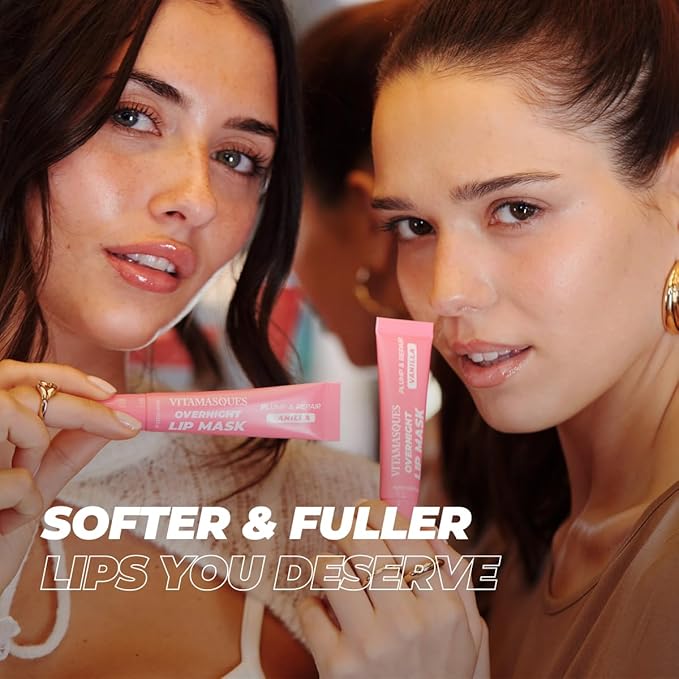 Vitamasques Overnight Lip Mask - Hydrating Vanilla Lip Balm Moisturizer with Vitamins & Natural Oil Hydrates, Nourishes & Plumps Lips Area - Korean Skin Care Lip Care Products (Pack of 3)-Velvo Beauty