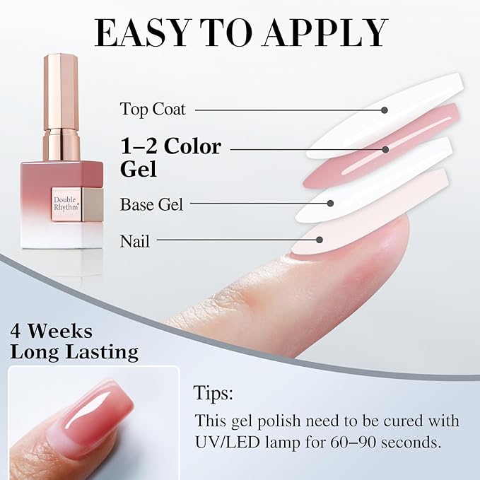 Double Rhythm 0.5Oz Gel Polish Translucent Sheer Neutral Natural Light Milky Same Color Same Bottle 15ML Jelly Gel Polish Art DIY at Home (Brown Purple-A1375)-Velvo Beauty
