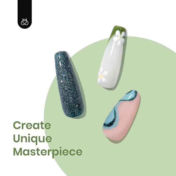 Beetles Green Gel Nail Polish Set - 6 Colors Green Gray Blue Glitter Nail Gel Polish Soak off Uv Gel Nail Art Manicure Gifts for Women-Velvo Beauty