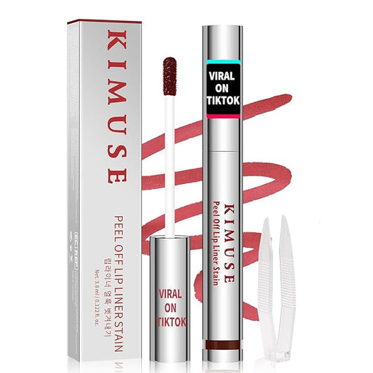 KIMUSE Peel Off Lip Stain, Long Lasting Lip Stain Peel Off with Tweezer, Waterproof Lip Liner Stain, Transfer-Proof, Highly Pigmented Color, Matte Finish-Velvo Beauty