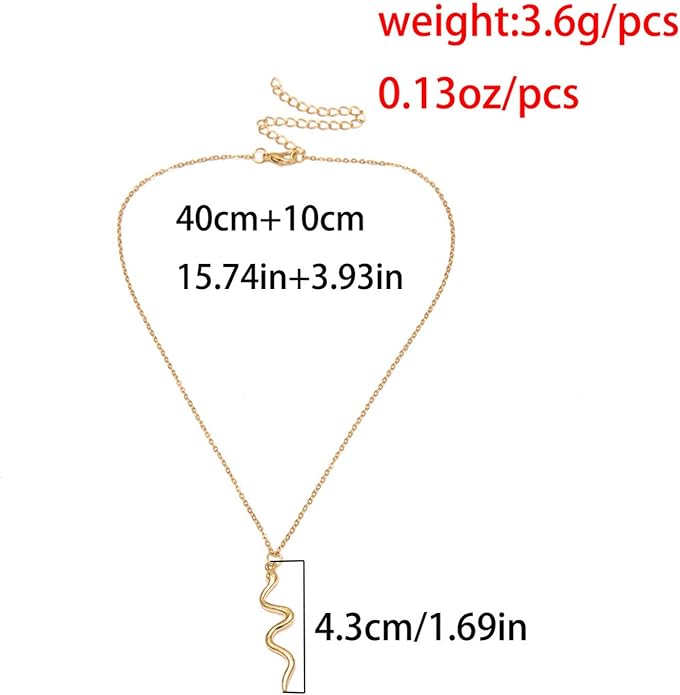 Snake Pendant Necklace Punk Serpent Drop Necklace Vintage Animal Necklaces Chain Jewelry for Women and Girls-Velvo Beauty