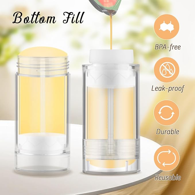 12 Pieces 15g Clear Plastic Deodorant Containers,Empty 1/2 oz Travel Lip Balm Tubes,Refillable Twist-UP Solid Perfume Tubes,Lipstick Tubes for DIY-Velvo Beauty