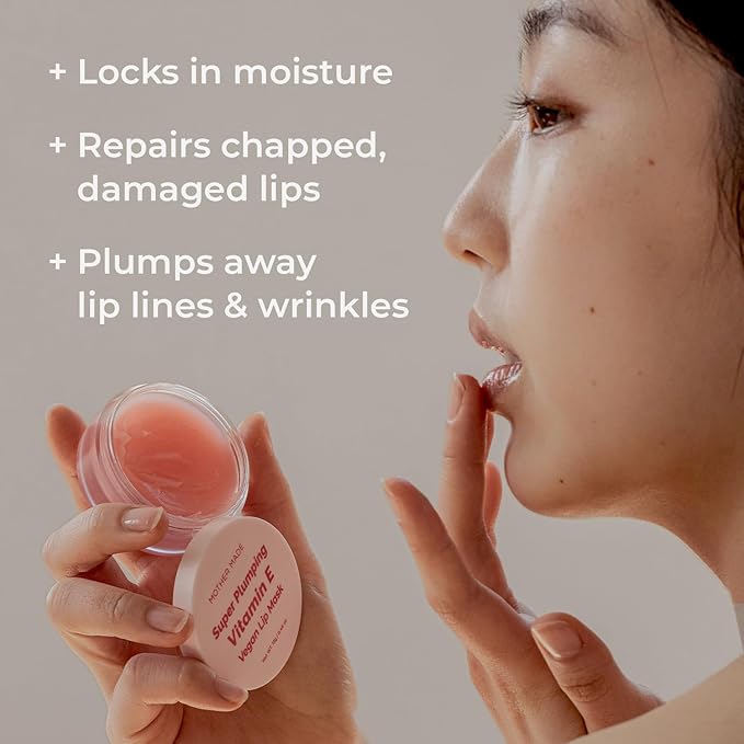 Natural Plumping Vitamin E Lip Mask, 0.46 Oz | Hydrating Lip Moisturizer For Soft, Smooth, Plump Lips, With Organic Shea Butter, Vegan Waxes, Collagen Boosters, Korean Skincare, Lip Gloss-Velvo Beauty