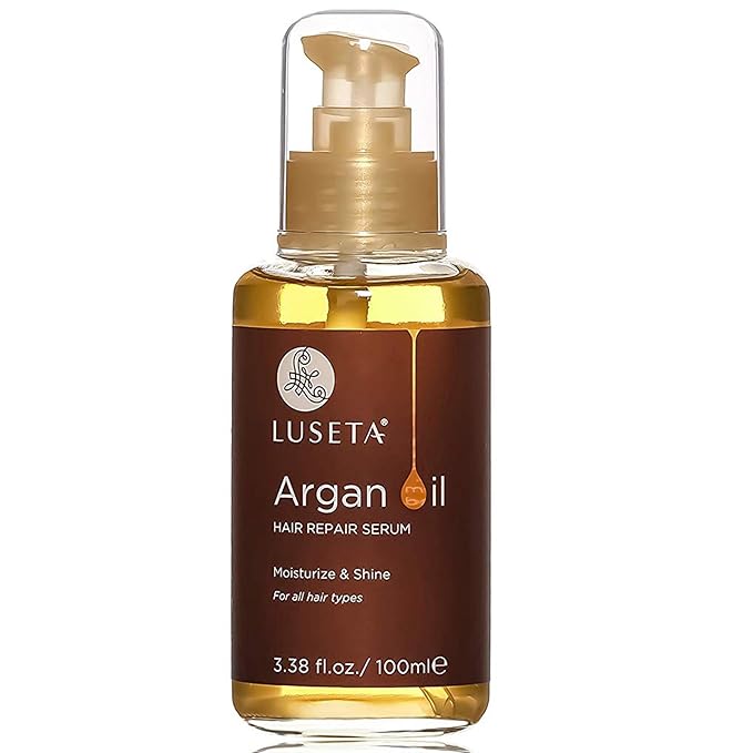 L LUSETA Argan Oil Hair Serum, 100% Pure Argan Oil for Frizzy Control Dry Damage , Repair, Shine Smoothing Strengthening & Nourishing, 3.38 Fluid Ounces-Velvo Beauty