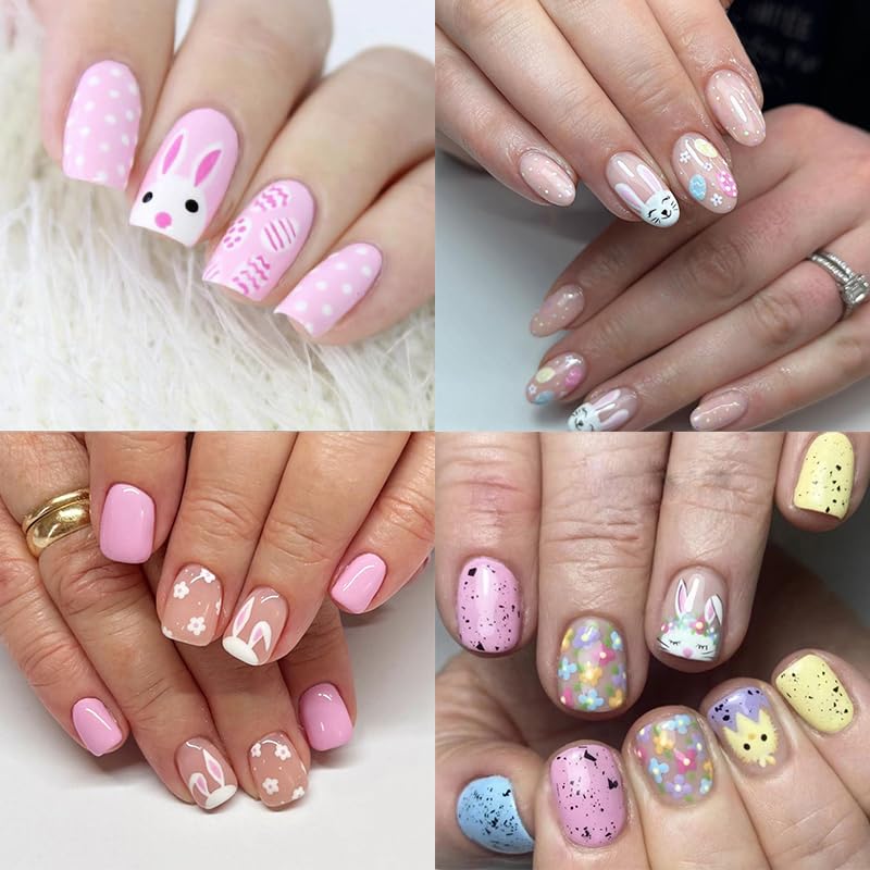 Easter Nail Stamping Plates Cute Bunny Nail Stamping Plate Chick Easter Eggs Designs Nail Art Stamping Template Easter Rabbit Manicure Decorations Supplies 1Pcs-Velvo Beauty