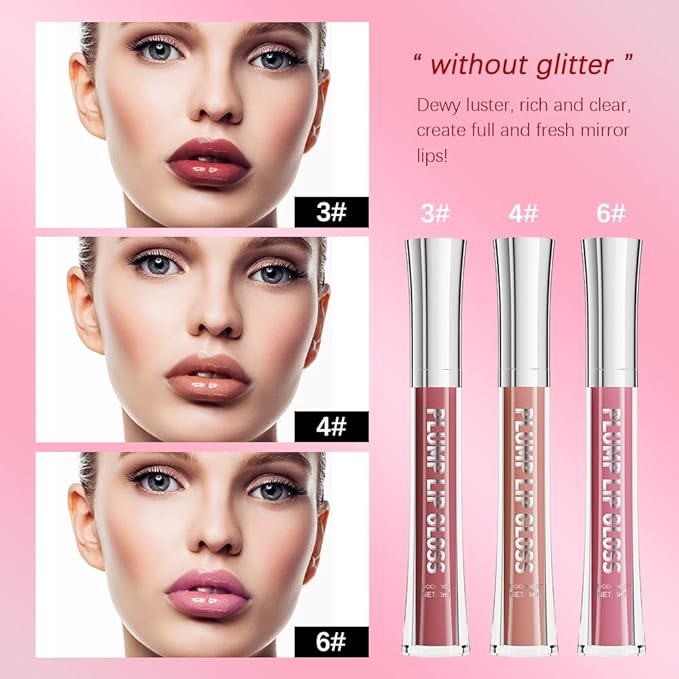 ibcccndc Lip Plumper gloss,Natural Lip Plumper,High Shine Lip Plumper,Lip Enhancer for Fuller,Sexy Lip Gloss,Shiny Lip Gloss For Girls and Women (3)-Velvo Beauty