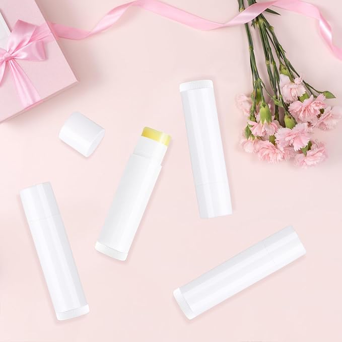 100 Pcs 5.5ml Bulk Empty Lip Balm Tubes Refillable Plastic Lip Gloss Container Travel Lipstick Tubes Chapstick Tubes Holder For DIY Homemade Lip Balm (white)-Velvo Beauty