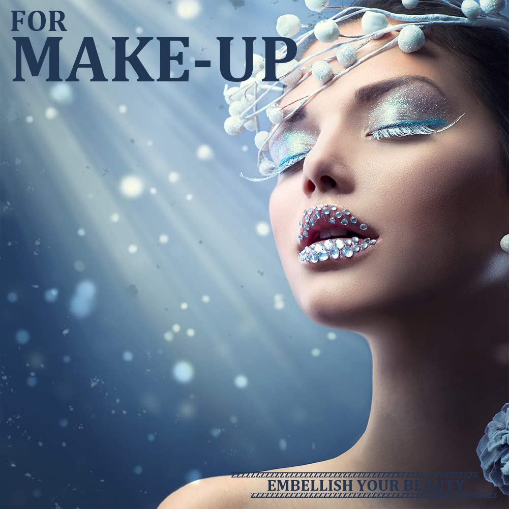 One Pack 2000 Pcs of Flatback Round Sky Blue Rhinestones 6 Sizes (1.5-6 mm) with Nail Art Rhinestone Picker Pencil and Tweezer for DIY and Salon Use-Velvo Beauty