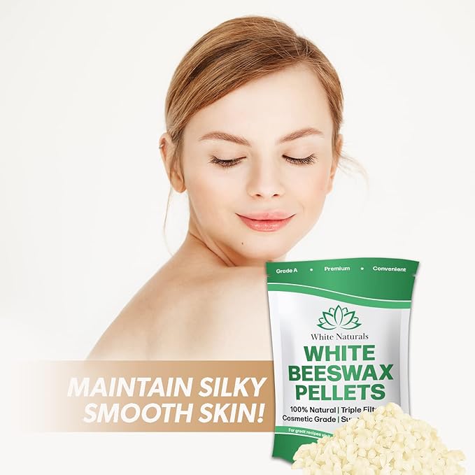 Bulk White Beeswax Pellets 5lb, Pure, Natural, Cosmetic Grade, Organic, Bees Wax Pastilles, Triple Filtered, Great For Candle Making, Soap, Food Wrap, DIY Projects Lip Balms, Lotions, and More!-Velvo Beauty