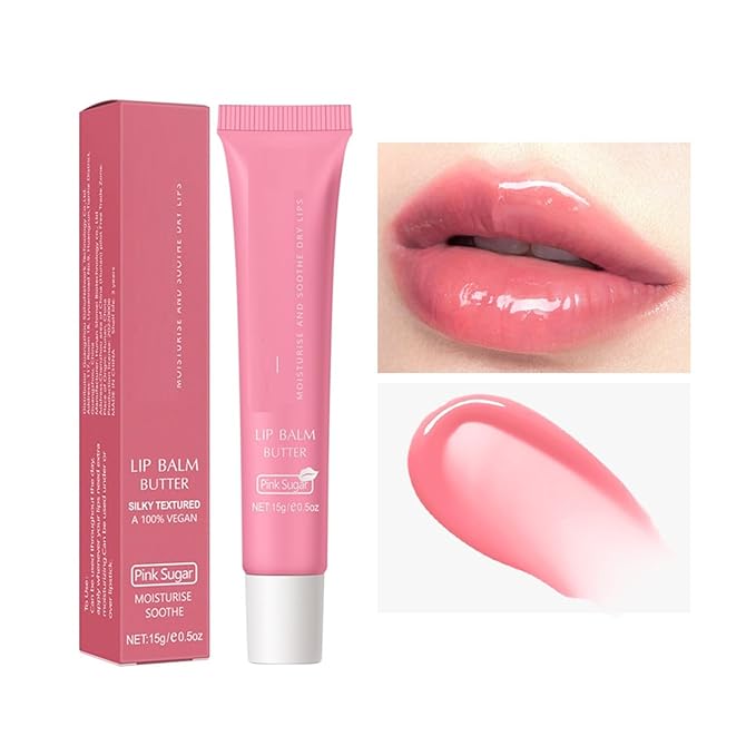6 Color Hydrating Lip Butter Balm, Moisturizing Lip Repair, Lightweight Nourished Lip Glossy Christmas for Women (06 Pink Sugar)-Velvo Beauty