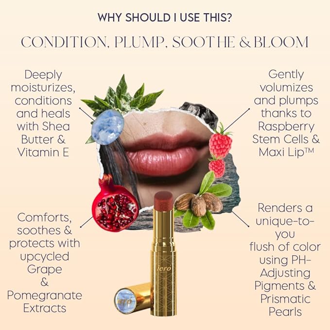 ieró Beauty Moonkissed Luminous PH Tinted Lip Balm w/Shea Butter & Vitamin E, Lip Care Moisturizer, Lip Plumper for Soft & Supple Lips, Paraben Free, Vegan, Sheer Red w/Copper-Red Shimmer-Velvo Beauty