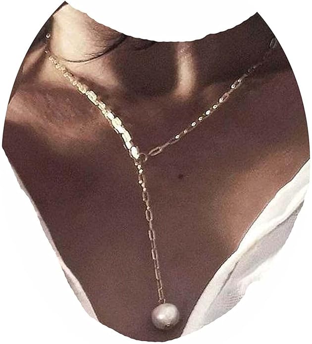 Long Pearl Necklace Pearl Lariat Y Necklace Chain Vintage Minimalist Necklace Jewelry for Women and Girls-Velvo Beauty