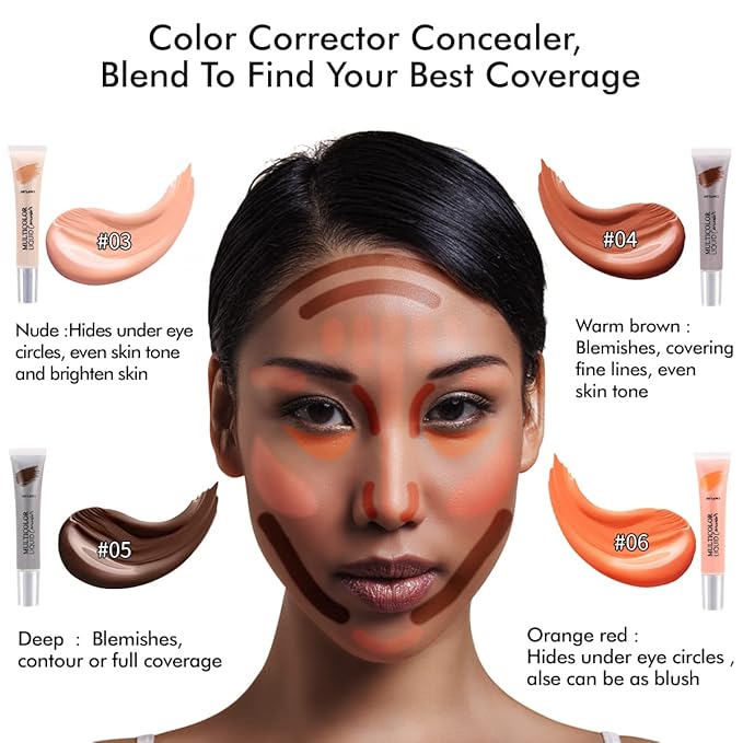 Liquid Concealer Makeup 4Pcs,Corrector Foundation for Black Women Oily Dry Skin, Foundation Concealer in One Primer Face Makeup Full Coverage, Advanced Pore Minimizer, Lightweight All-Day Hold,0.67 oz-Velvo Beauty